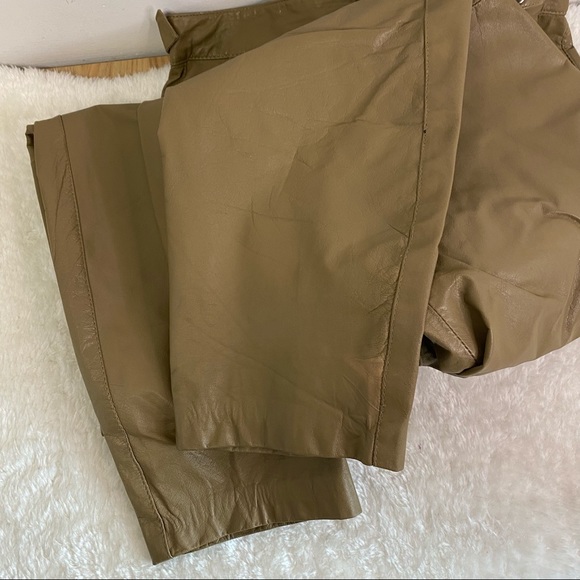 Vintage women’s Stylman Brown/Tan High Waist Pleated Leather Pants Size 15 - Picture 10 of 15